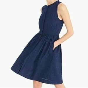 J. Crew Women's Size Small Eyelet Shirt Dress Navy Blue Sleeveless Button Down